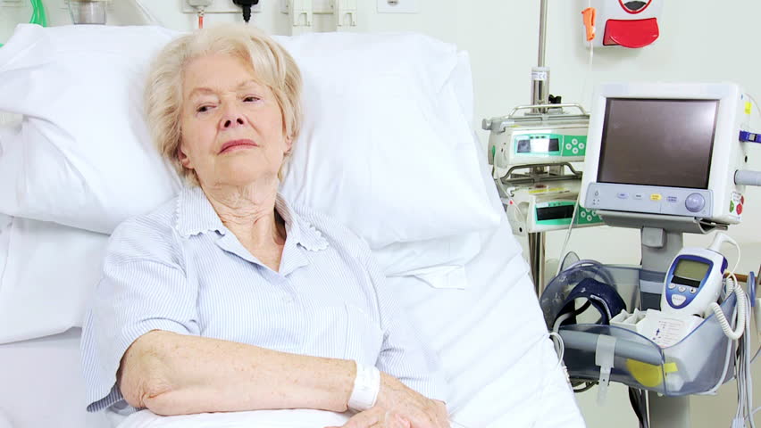 Elderly Female Caucasian Lady Sleeping In A Hospital Bed Recoverying From Illness Stock Footage 