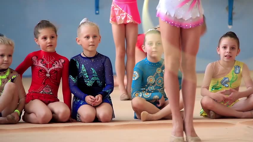 KIEV, UKRAINE, JUNE 9, 2012: Young Girls Gymnasts In Gym At Final