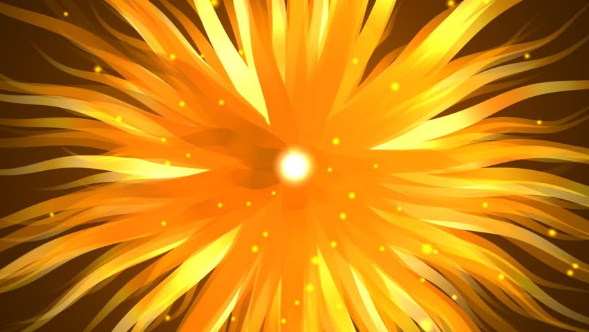 Yellow/Orange Floral Background - Abstract Background 63 (HD) - 3D animation. Motion background in gold color in floral style. Spinning shining floral ornament. Seamless loop.
