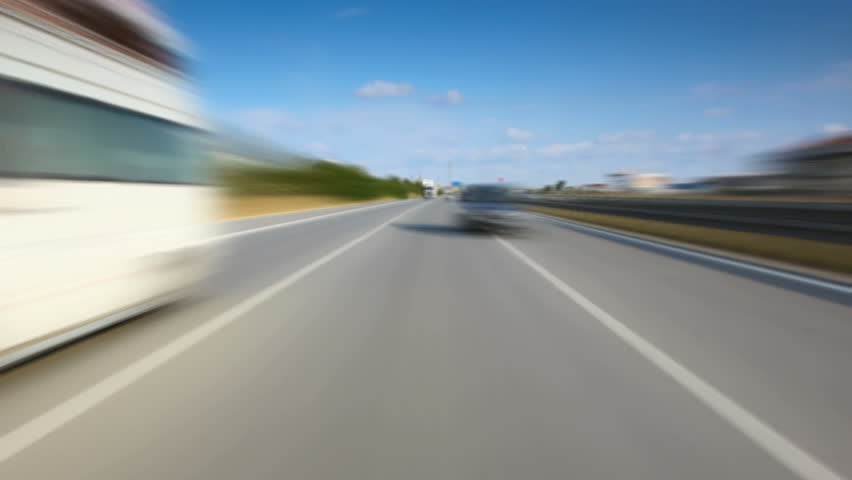 City driving timelapse with camera mounted on vehicle rear		