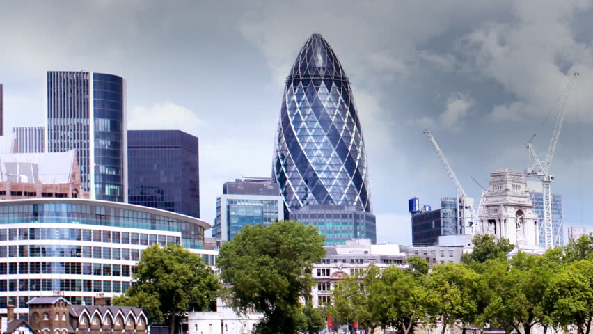London skyline shot from the south bank for the river Thames