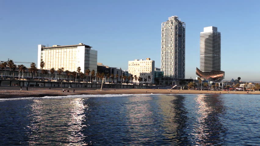 view of the port Olympic in Barcelona