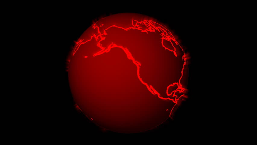 3D red rotating earth