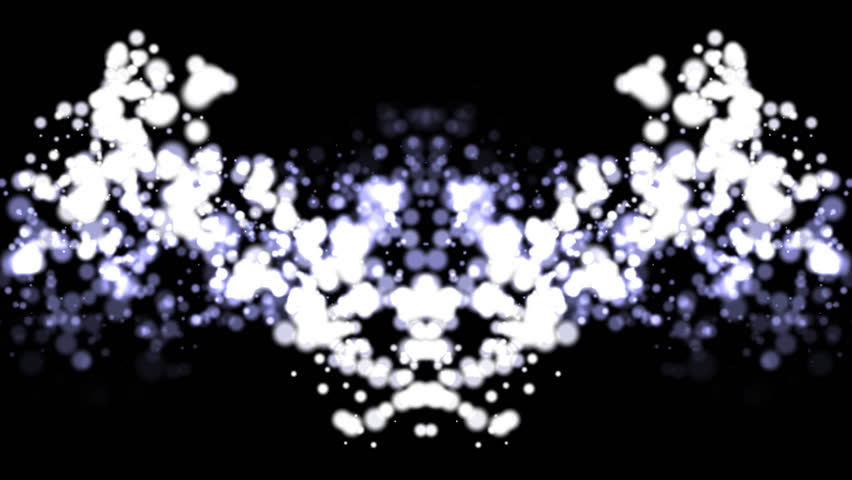 Seamlessly looping blue and white particles flow in a beautiful pattern, while changing their size and opacity