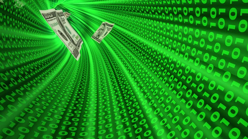 Electronic transaction. 3d seamless looping conceptual video