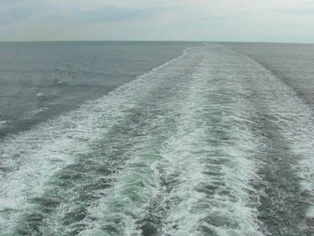 Wake seen from a cruise ship in the sea.