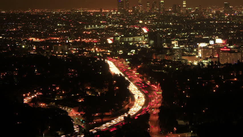 Los Angeles Night View 74 Timelapse Traffic Hollywood overlook
