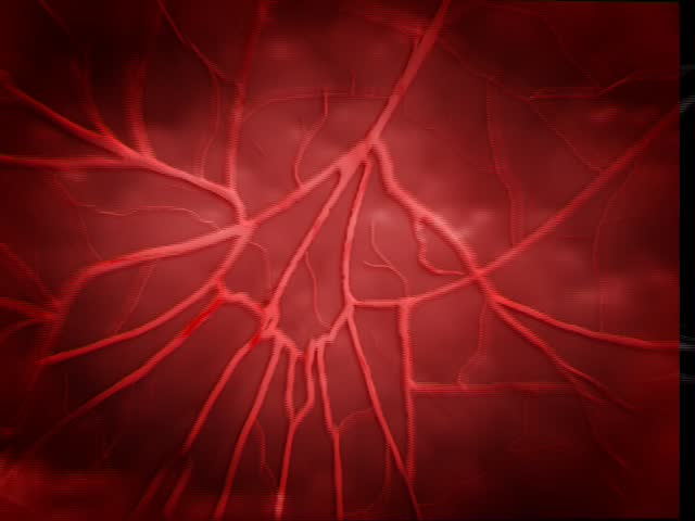 heart beat and zoom into blood vessel