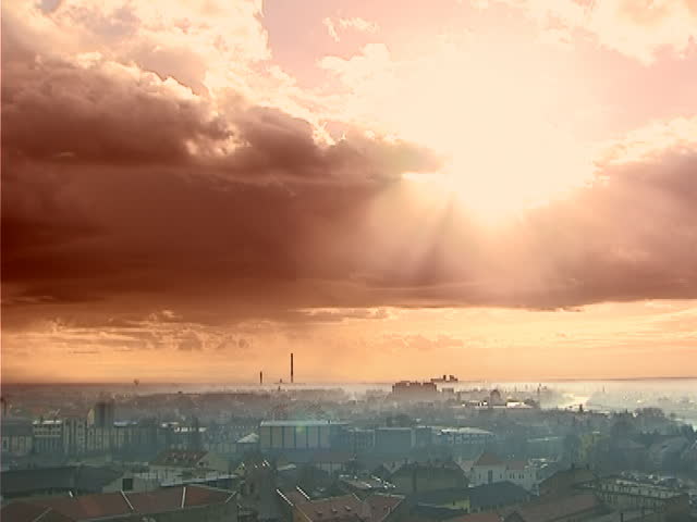 timelapse orange sky, video clip in one video footage