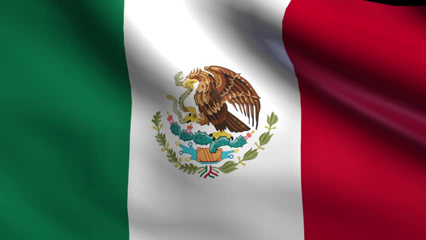 Flag Of Mexico Waving In The Wind - Highly Detailed Fabric Texture