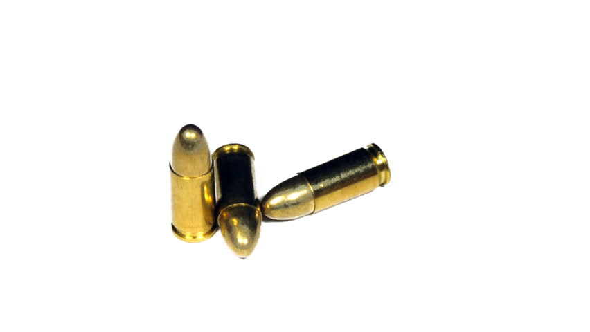 real 3D rotating three bullets isolated on white