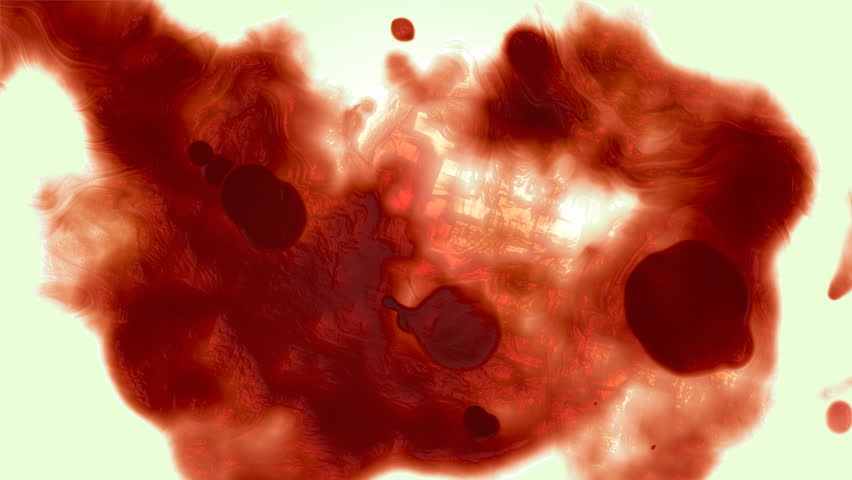 Animation of blood dripping and slowly staining a white background.