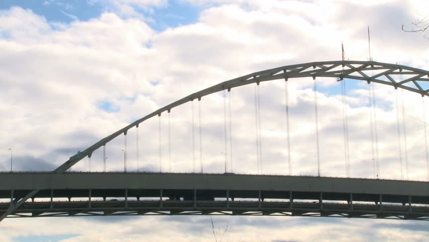 Time lapse of traffic in Portland, Oregon over interstate bridge.