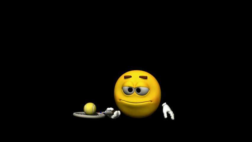 Seamless Looping Emoticon Animation: Tennis. With Alpha Mask, isolated on black