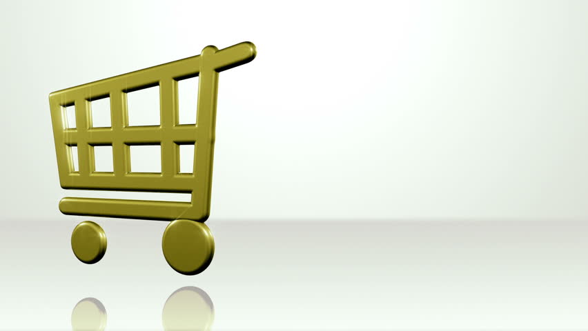 Iconic Shopping Cart On White Stage - background animation for home videos, vacation movies, business presentation and DVD or Blu-ray disc menus 