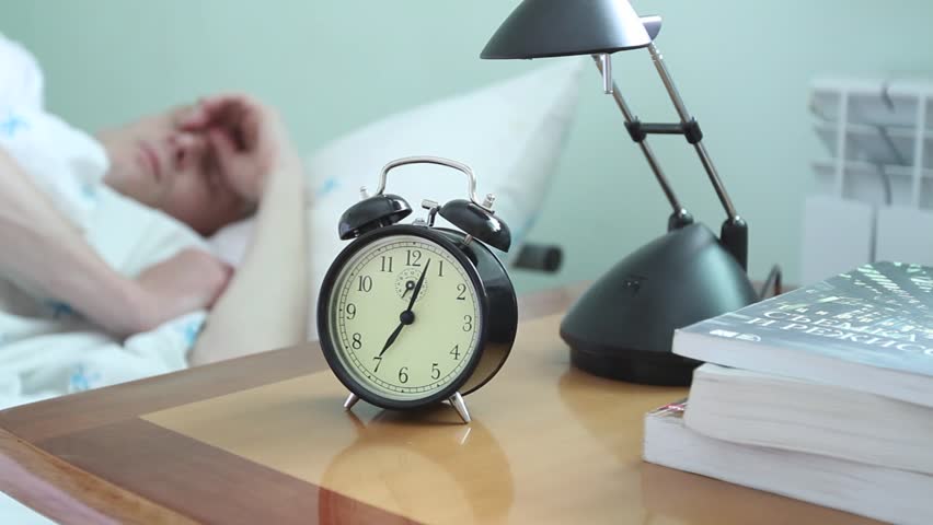 Man wakes up from a call alarm