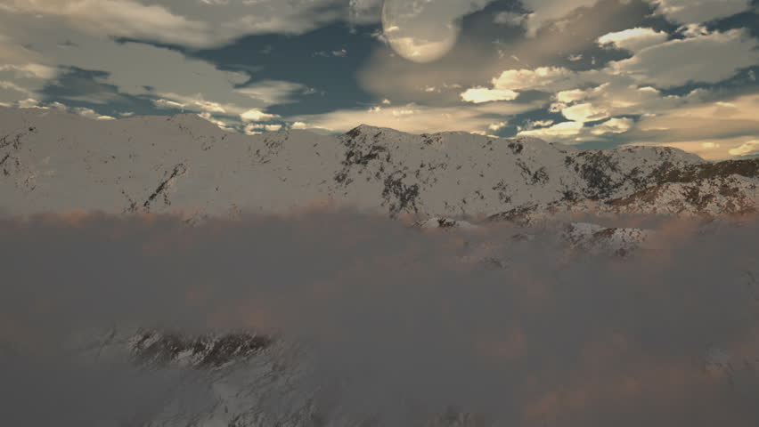 (1190) Snow Mountain Winter Wilderness Clouds Moon Leadership Alpine Challenge