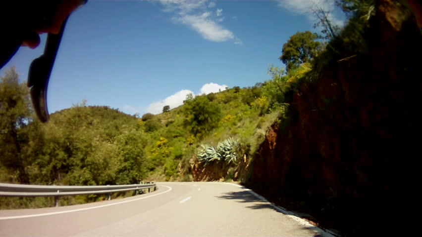 Descending a mountain. Bike point of view
