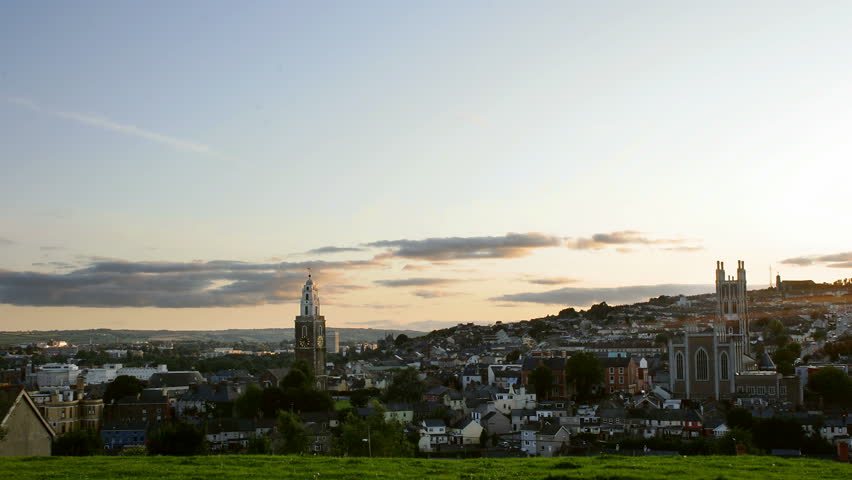 Sunset over Cork city, Republic of Ireland