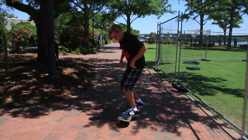 Skateboarder doing tricks, 2nd clip Slow Motion