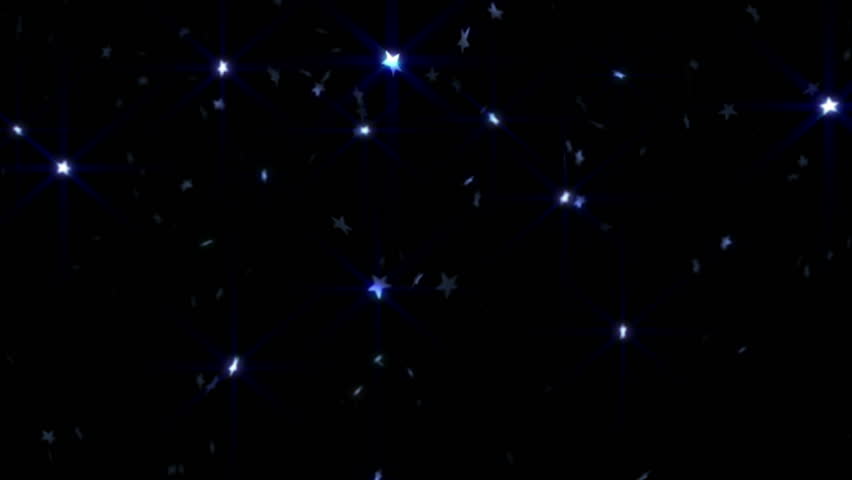 Gently falling blue stars with beautiful glinting when they face the camera