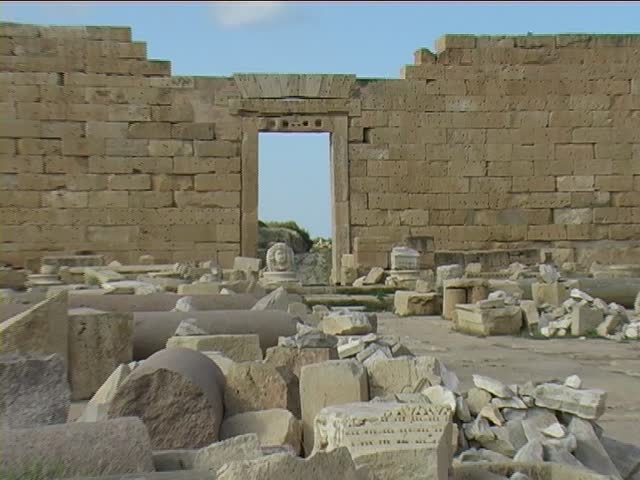 Forum remains at Leptis Magna, Al Khums, Libya.