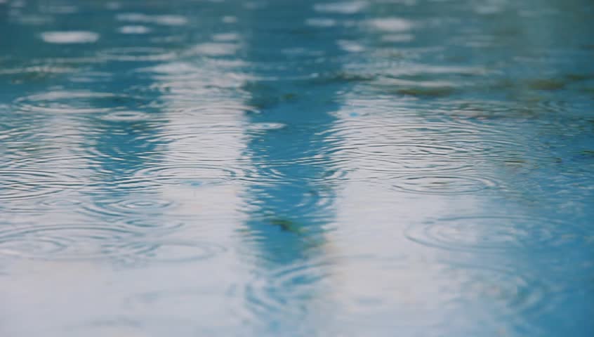 Rain drops on water level
