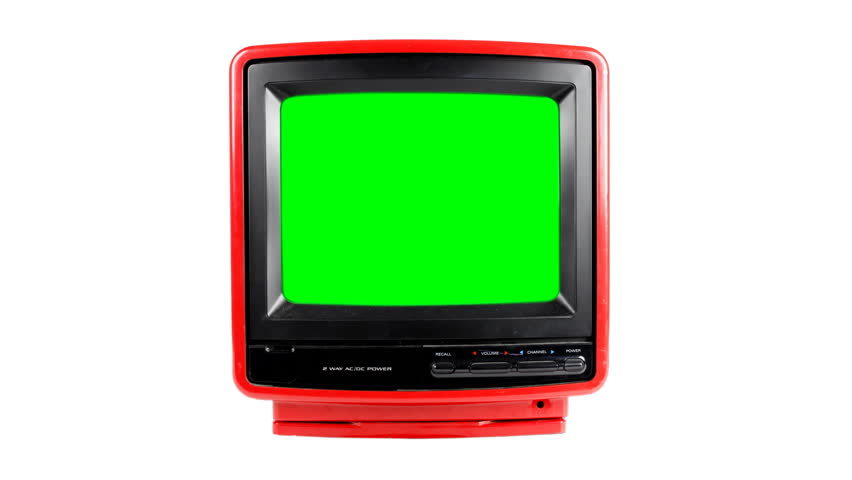 Stop motion of a fantastic retro red television spinning around with green screen in the tv for your OWN animations and videos