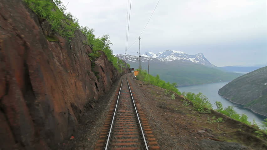 POV travelling along a "Iron Line" Kiruna - Narvik, in Norway. Audio included.