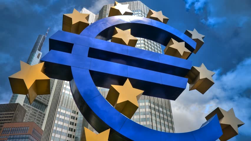 European Central Bank in Frankfurt Germany Time lapse