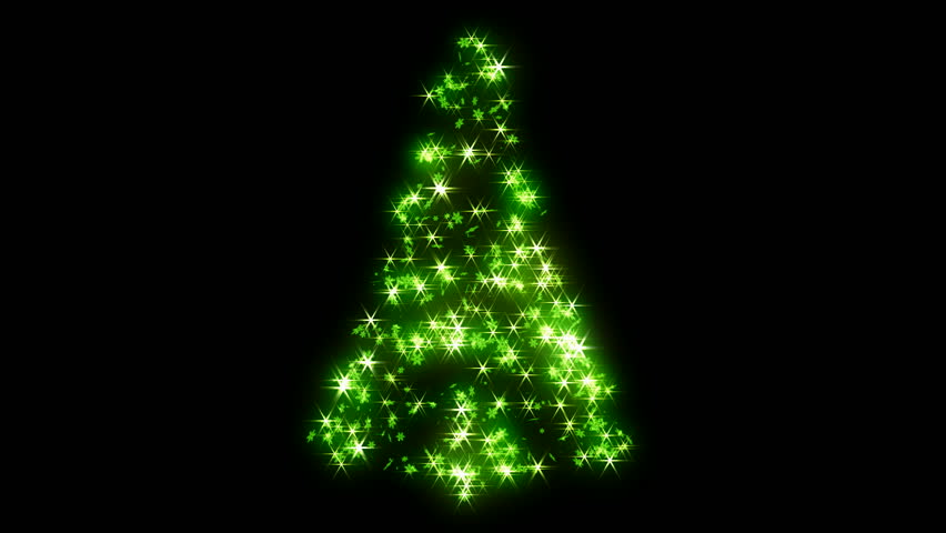 Loopable Rotating green sparkles shape of Christmas tree