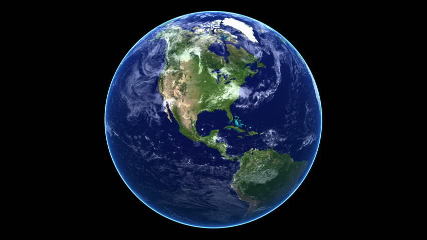 Seamless Loop Earth Animation 12. Alpha matte. Natural rotation. Clouds and atmosphere. High detailed texture