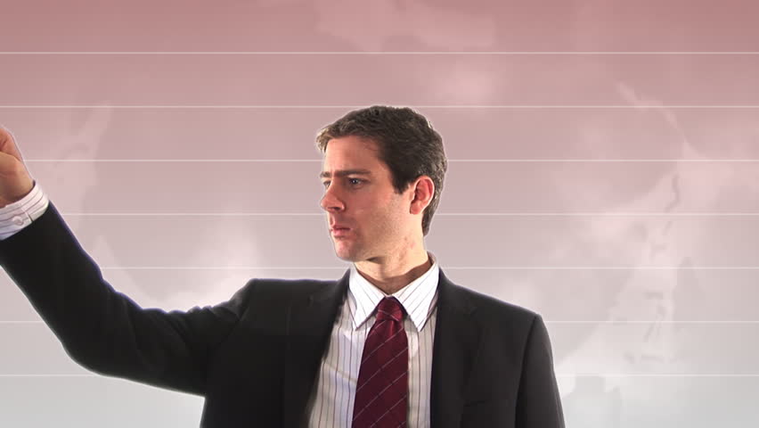 Man graphing profit decline