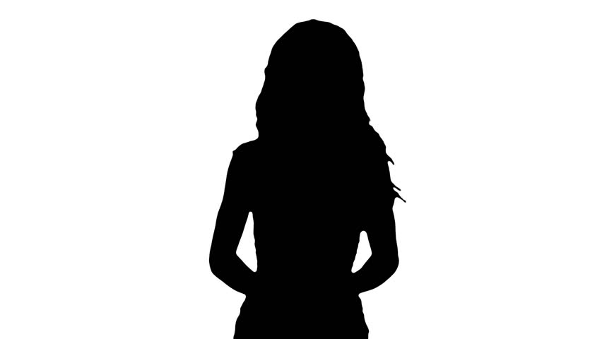 Black Female Silhouette On White Background Stock Footage Video 972694