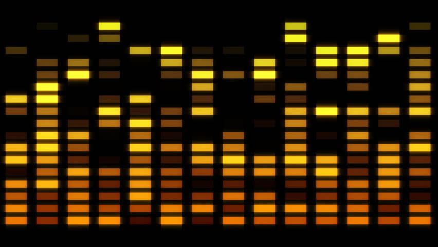 Equalizer-like bands in gold colors with random movement. Loopable