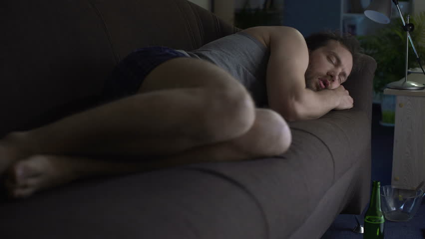 Drunken Adult Sleeping On Couch Stock Footage Video 100 Royalty