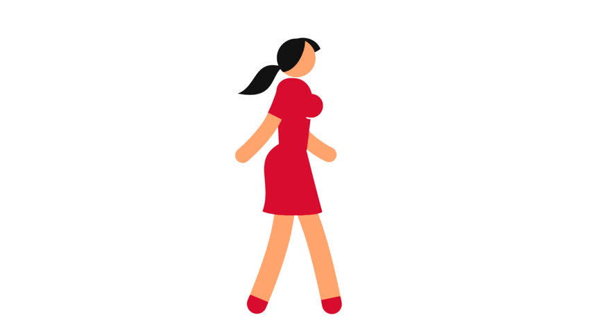 Animated Looped Pictogram Of Woman Walking. With Alpha Channel. Stock ...