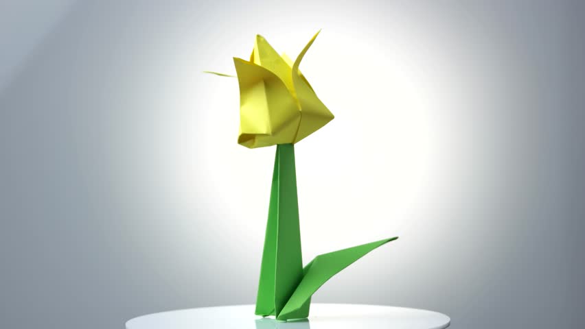 Yellow Origami Tulip Flower Beautiful Stock Footage Video 100 Royalty Free 1010408543 Shutterstock