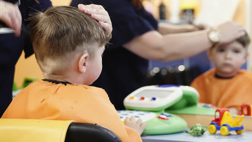 Child Hairstyle Hairdresser Working With Stock Footage Video 100