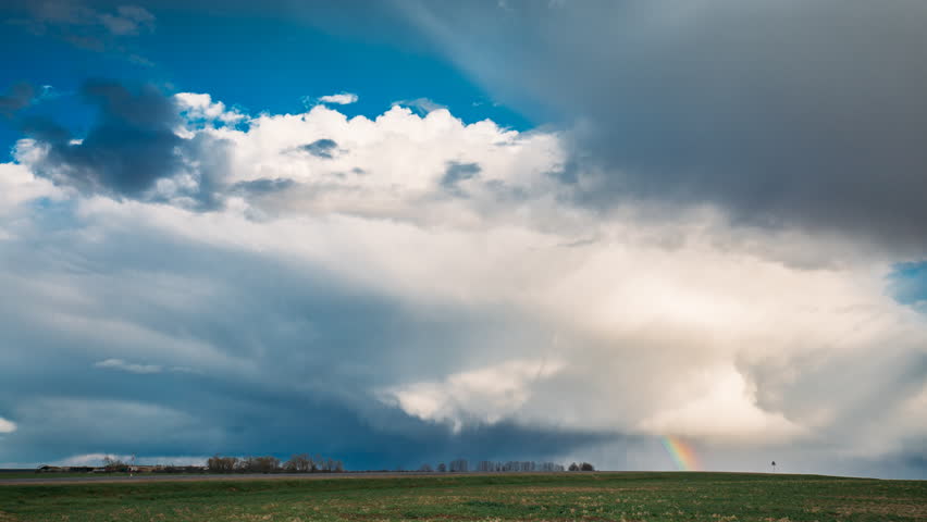 Landscape of the fields under the sky with clouds in Russia image ...