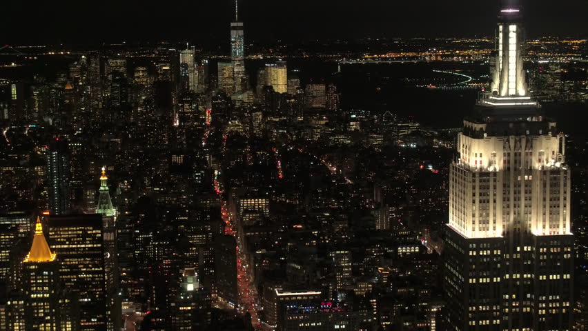 New York Cityscape with lighted up Skyscrapers image - Free stock photo ...