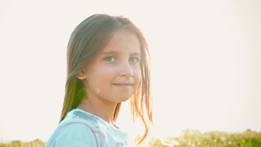Portrait Of Attractive Little Girl Stock Footage Video 100