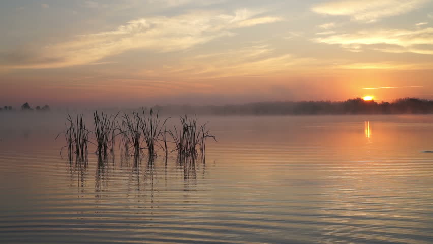 Fog and Mist over the lake landscape at Sunset image - Free stock photo ...