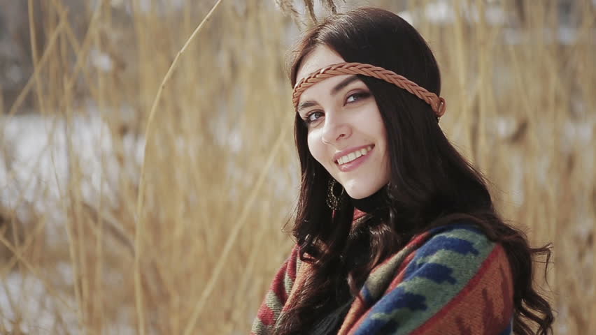 A Beautiful Dark Haired Girl Stock Footage Video 100 Royalty