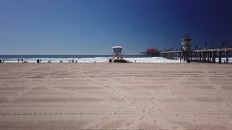Huntington Beach Liuard Stock Video Footage 4k And Hd Drone Aerial Of Liuard Tower Revealing Huntington Beach Pier Shot The Skimming Across