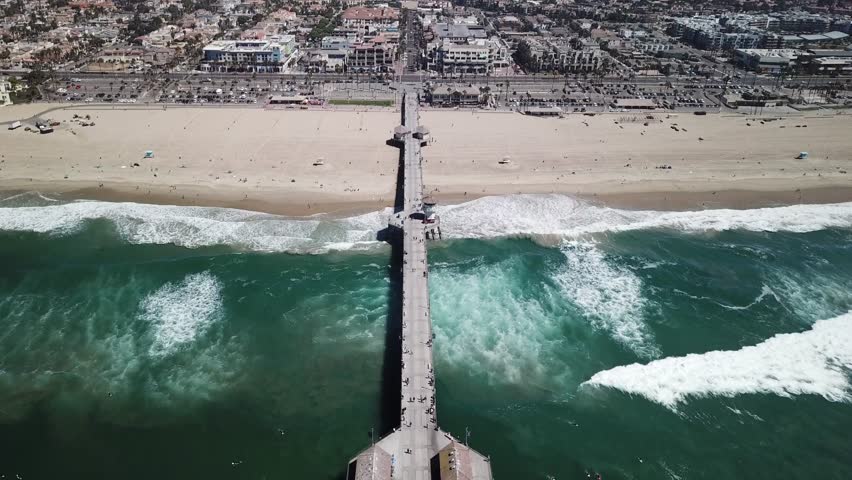 Huntington Beach Pier and Highway Stock Footage Video (100% Royalty ...