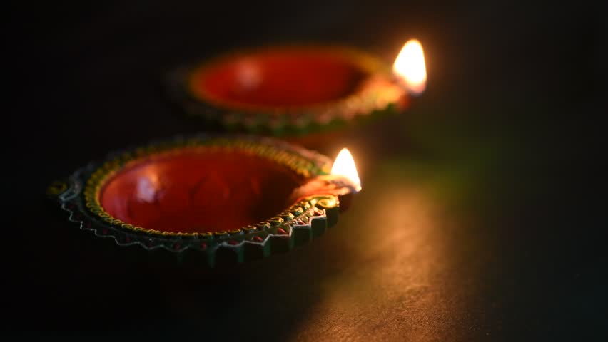 Happy Diwali - Diya Lamps Stock Footage Video (100% Royalty-free ...