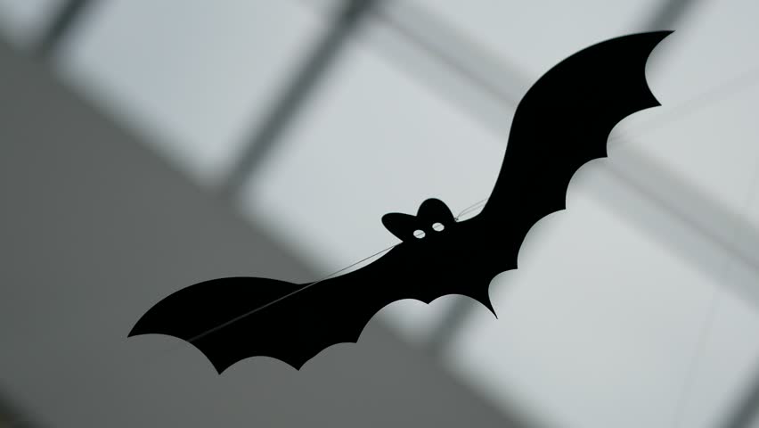 Creepy Black Paper Bat On The Ceiling In Supermarket Creepy Black Paper Bat On The Ceiling