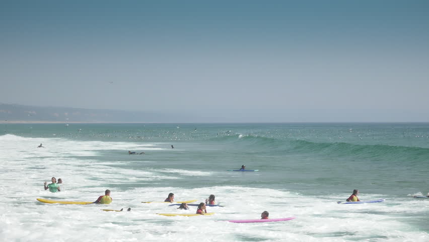 Surf School Beginners Surfing In Stock Footage Video 100 Royalty Free 1020299053 Shutterstock