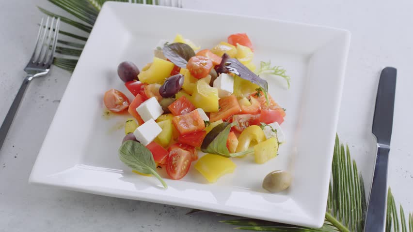 Gourmet Salad With Olive Oil Stock Footage Video 100 Royalty